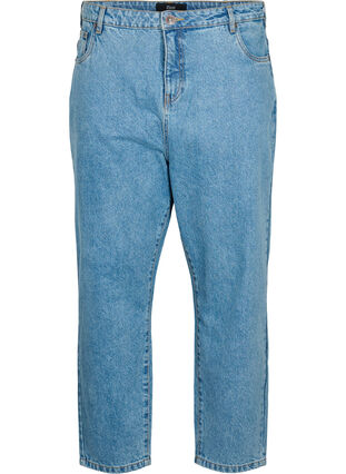 Klippta Mille jeans med hög midja, Light blue denim, Packshot image number 0