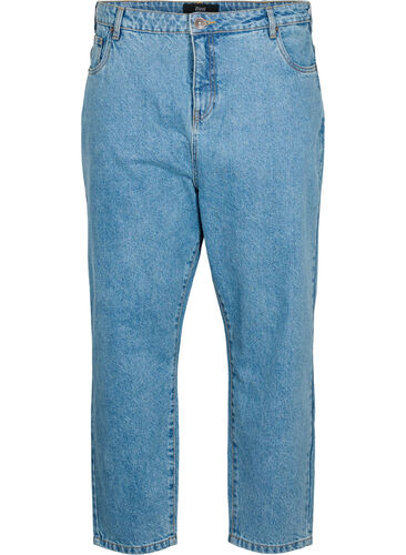 Ankellånga Gemma jeans med hög midja, Light blue denim, Packshot image number 0