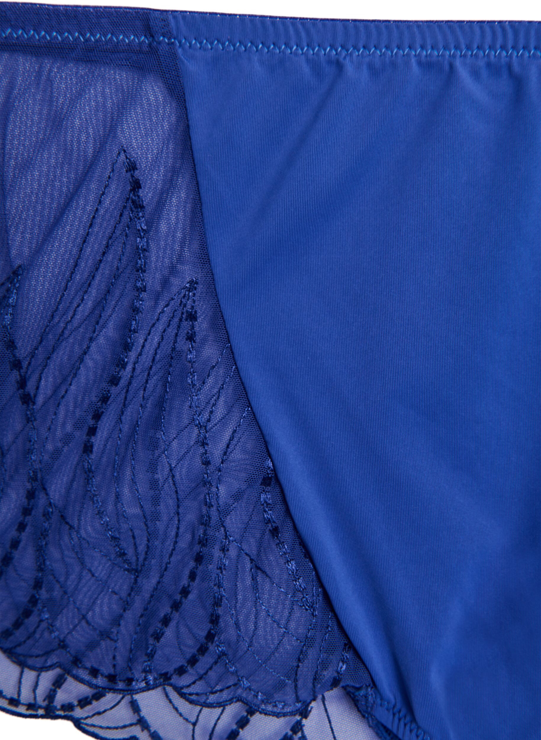 Zizzi Hipstertrosor i mikrofiber med spets i sidorna, Bl&aring;, Packshot image number 2