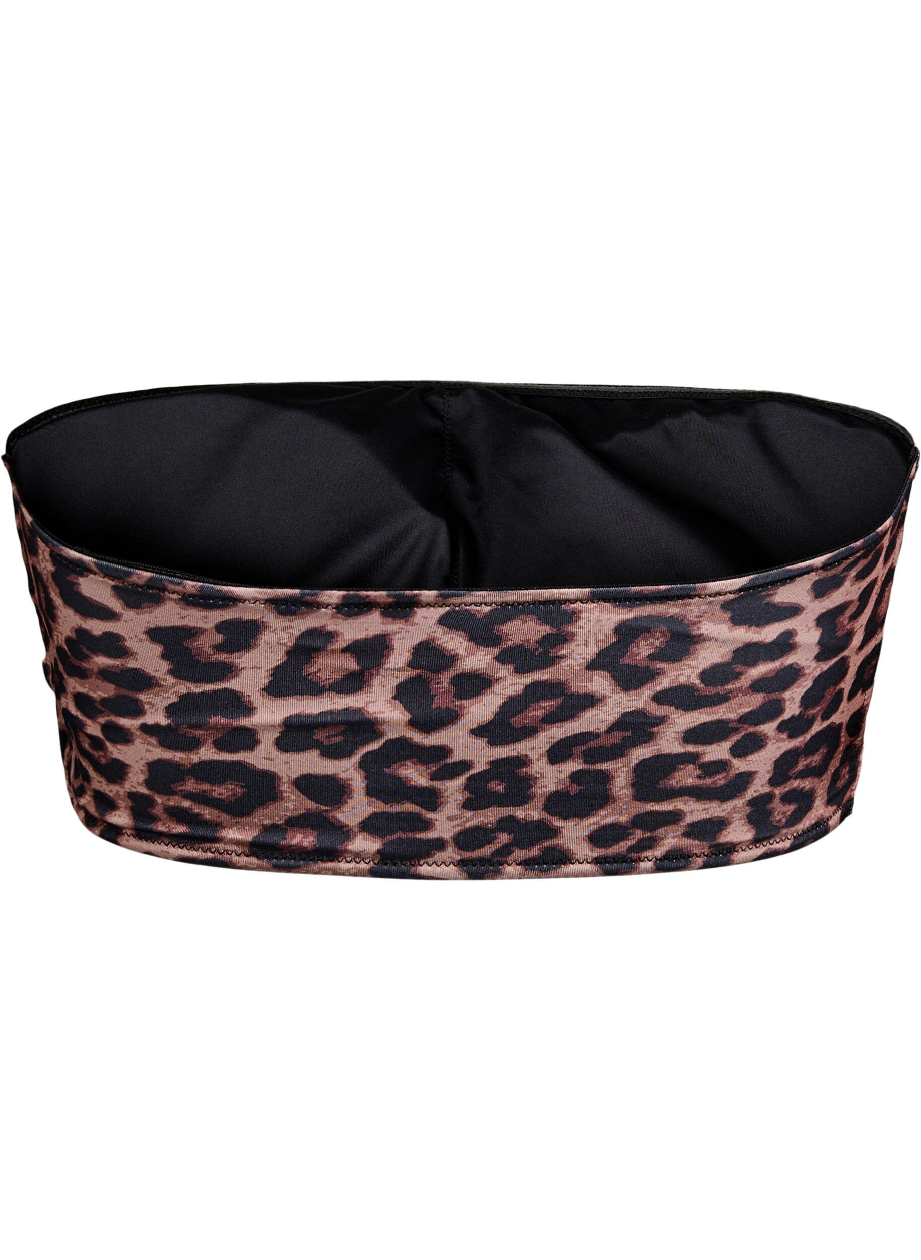 Zizzi Leopardm&ouml;nstrad bandeau-bikinitopp, Beige, Packshot image number 1