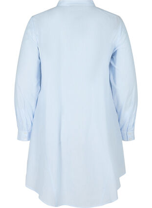 Randig bomullsskjorta med volanger, Blue Stripe, Packshot image number 1
