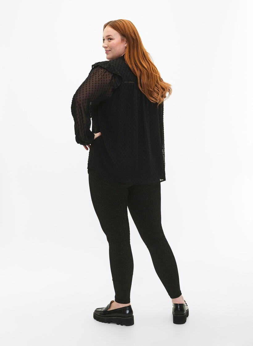 Sömlösa glittriga leggings, Black Gold Lurex, Model image number 1