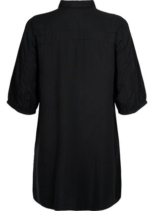 Lång skjorta i 100% lyocell (TENCEL™) med 3/4-ärmar, Black, Packshot image number 1