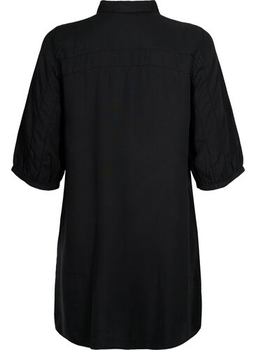 Lång skjorta i 100% lyocell (TENCEL™) med 3/4-ärmar, Black, Packshot image number 1