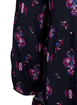 Långärmad viskosklänning med tryck, Black Pink AOP, Packshot image number 3