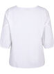 Blus i bomullsblandning med linne och virkade detaljer, Bright White, Packshot image number 1