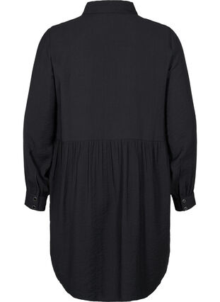 Enfärgad skjortklänning i a-linjeform, Black, Packshot image number 1