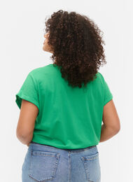 Kortärmad t-shirt i bomullsmix, Kelly Green, Model