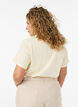 T-shirt i bomull med tryck framtill och v-ringning, Beige, Model image number 2