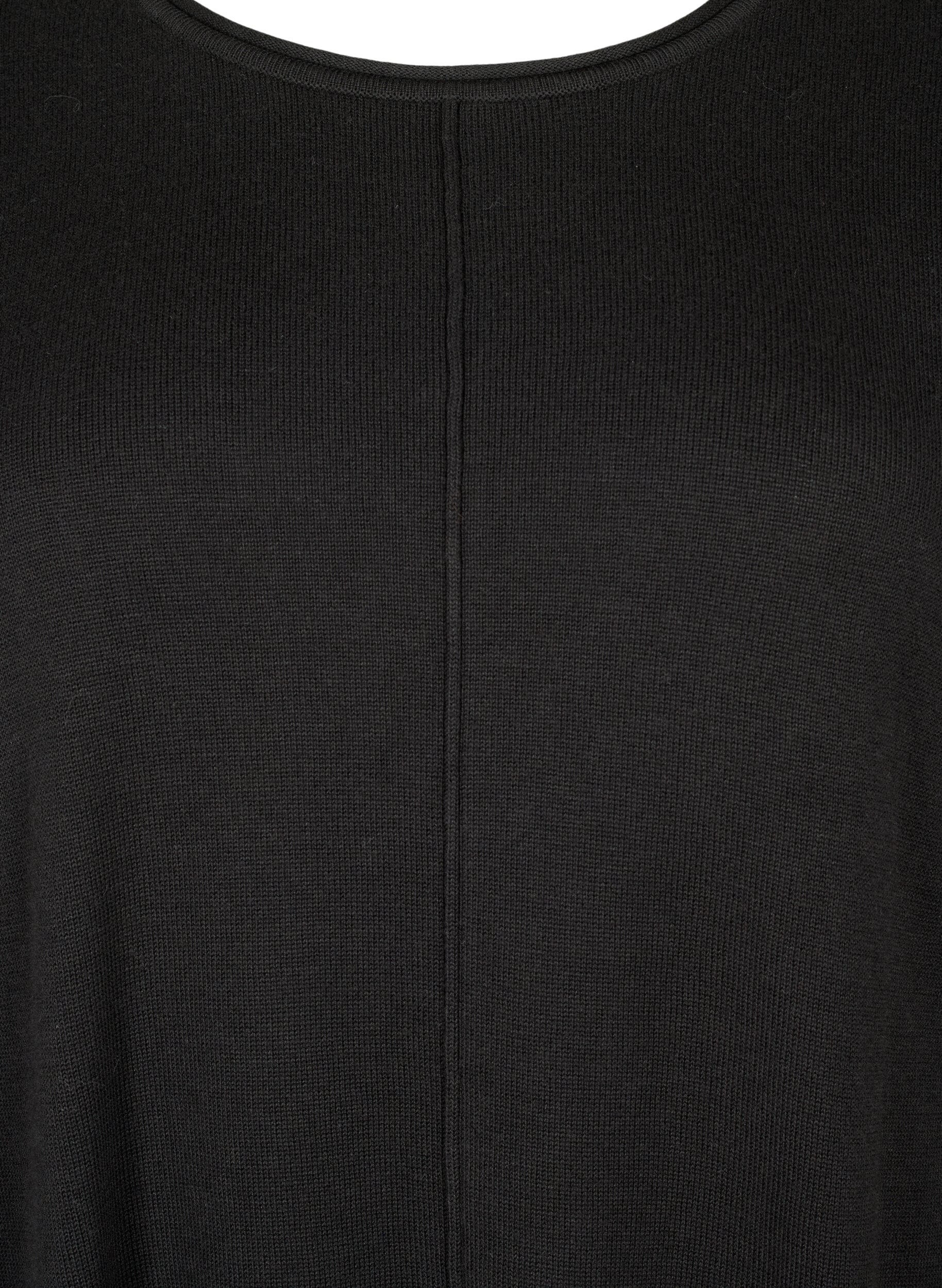 ZizziStickad blus i bomull-viskosblandning, Svart, Packshot image number 2