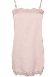 L&aring;ng topp i satin med spetskanter, Rosa