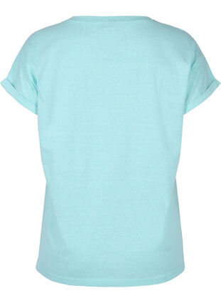 Melerad t-shirt i bomull, Aqua Splash Melange, Packshot image number 1