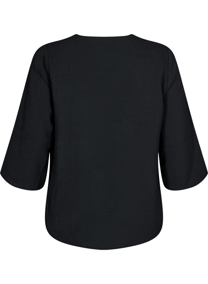 Blus med 3/4-&auml;rm, Svart, Packshot image number 1