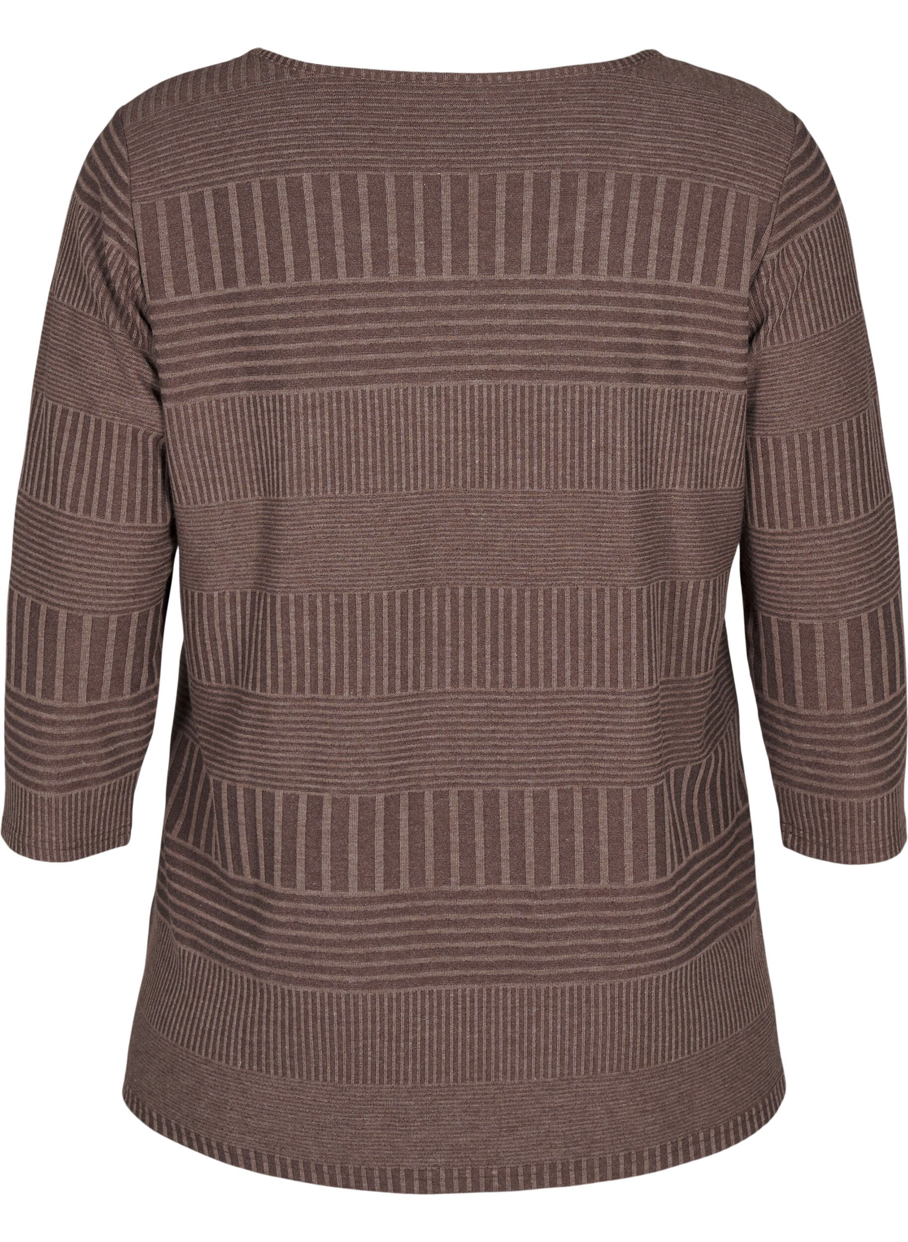 Zizzi Blus med trekvarts&auml;rm och randigt m&ouml;nster, Ch. Martini Mel., Packshot image number 1