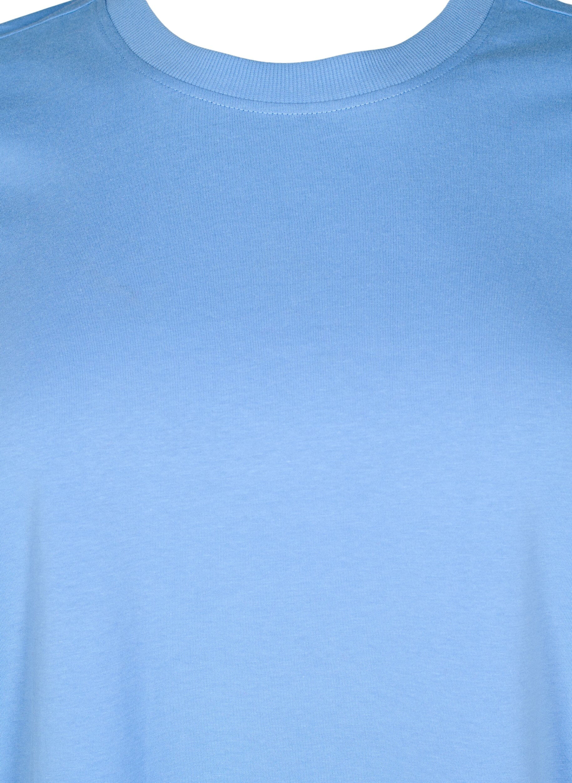 ZizziEnkel t-shirt i bomull med rund halsringning, Bl&aring;, Packshot image number 2