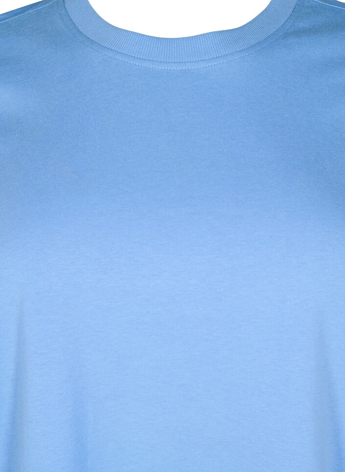 Enkel t-shirt i bomull med rund halsringning, Bl&aring;, Packshot image number 2