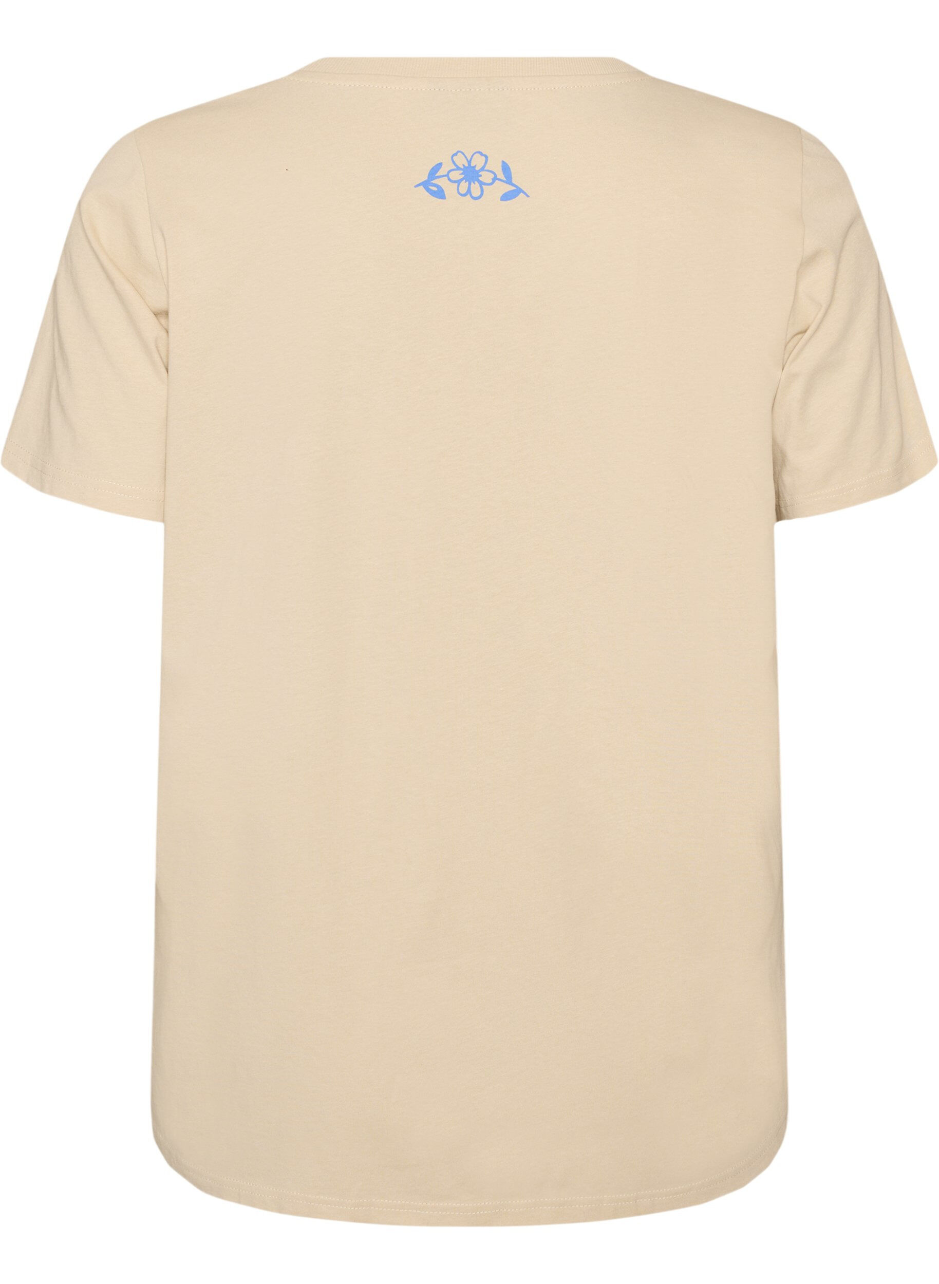 ZizziT-shirt i bomull med tryck, Beige, Packshot image number 1