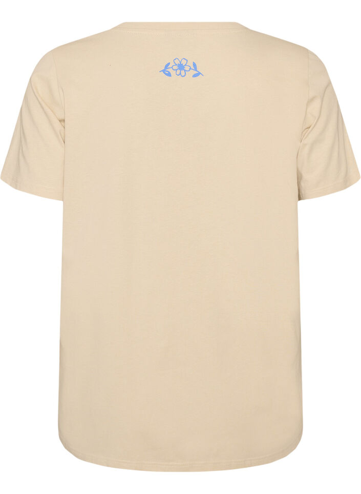 T-shirt i bomull med tryck, Beige, Packshot image number 1