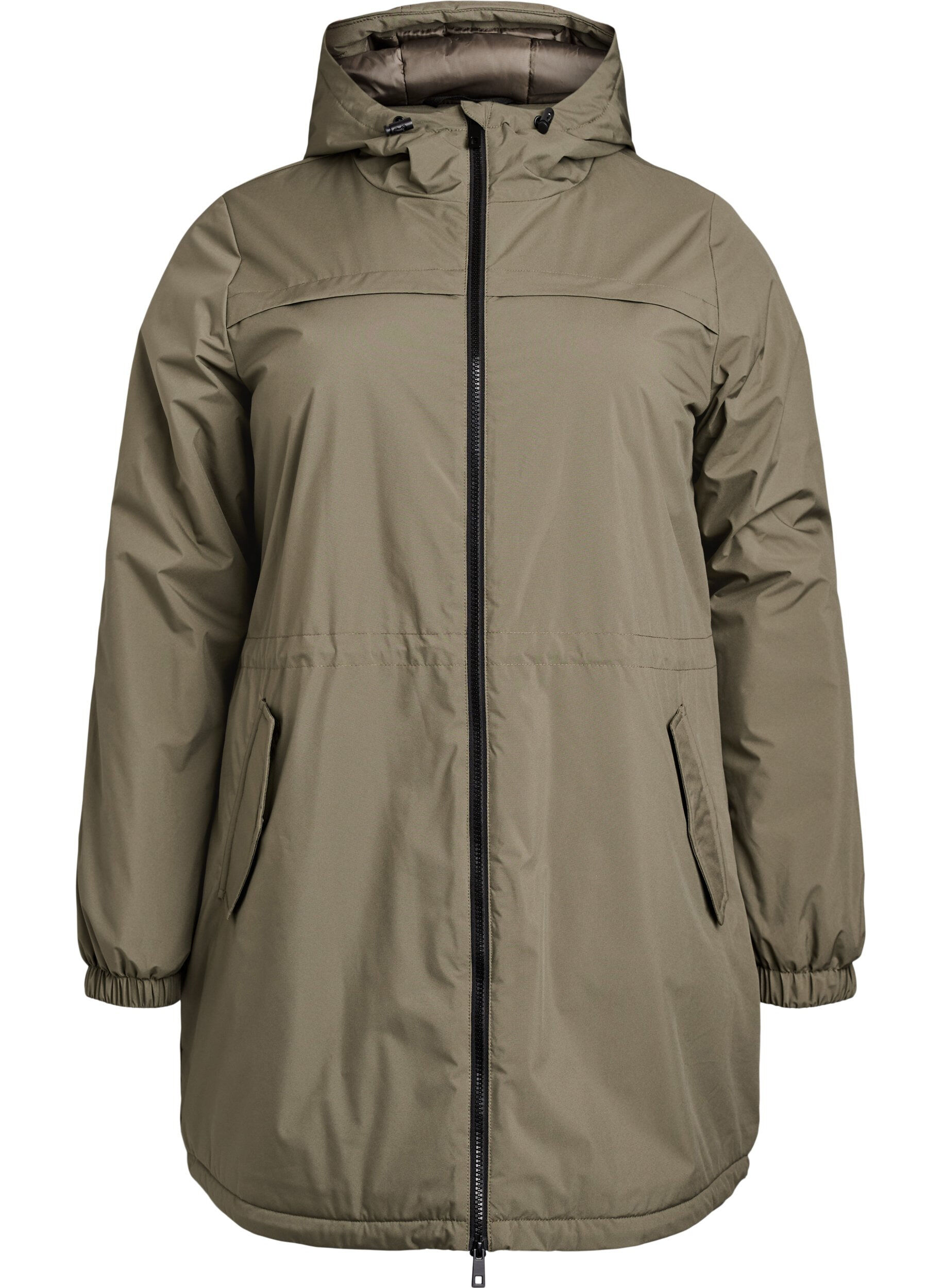 L&auml;tt vadderad parkas med huva