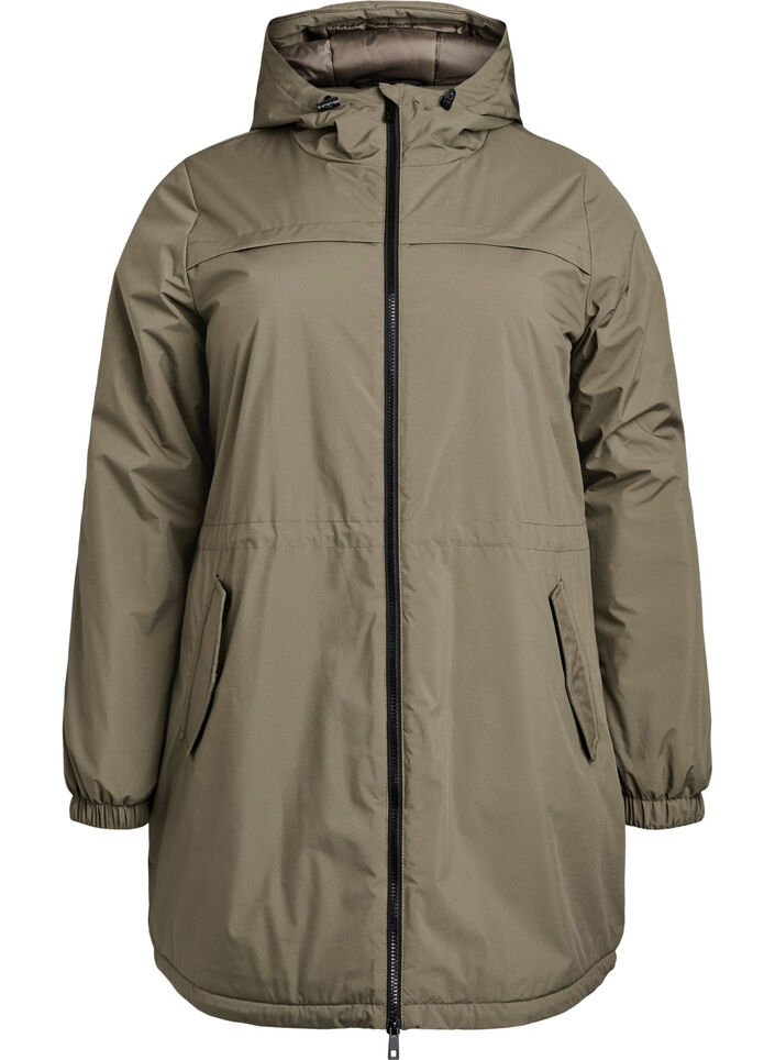 L&auml;tt vadderad parkas med huva, Gr&ouml;n, Packshot image number 0