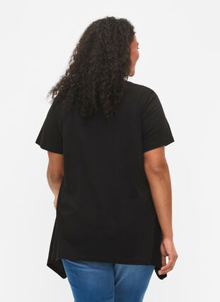T-shirt i bomull med texttryck, Black HAPPY, Model image number 1