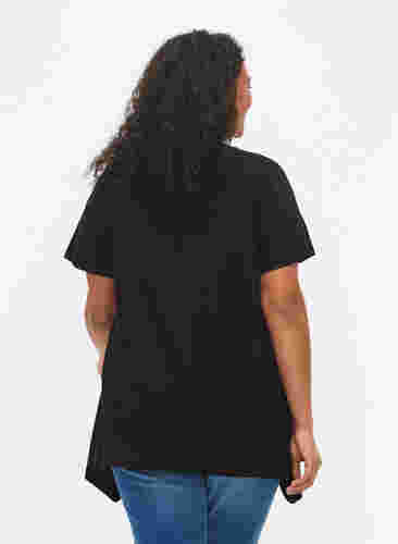 T-shirt i bomull med texttryck, Black HAPPY, Model image number 1