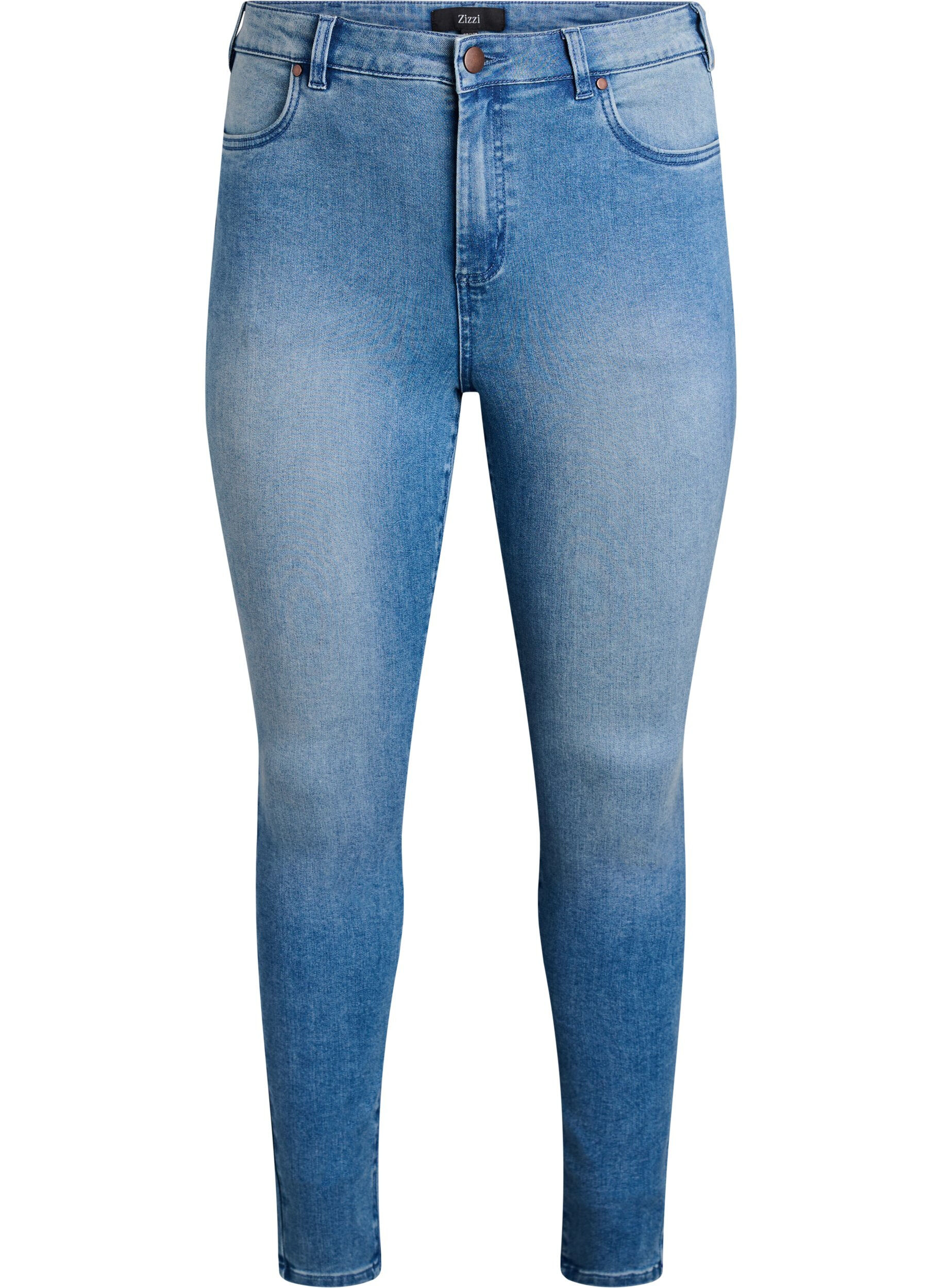 Zizzi Supersmala Amy-jeans med h&ouml;g midja, Bl&aring;, Packshot image number 0