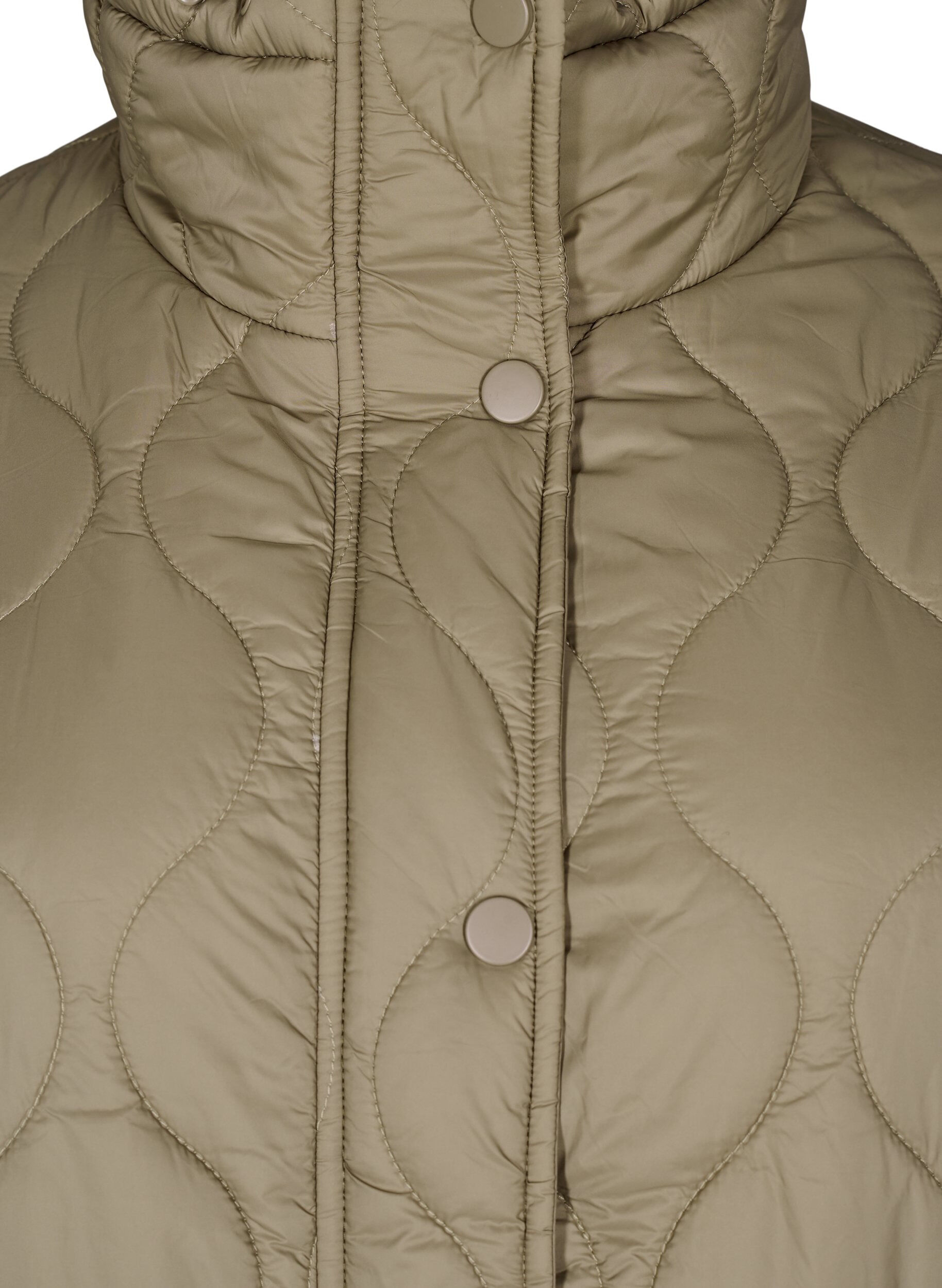 Zizzi Kort quiltad jacka med kontrastdetaljer, Beige, Packshot image number 2