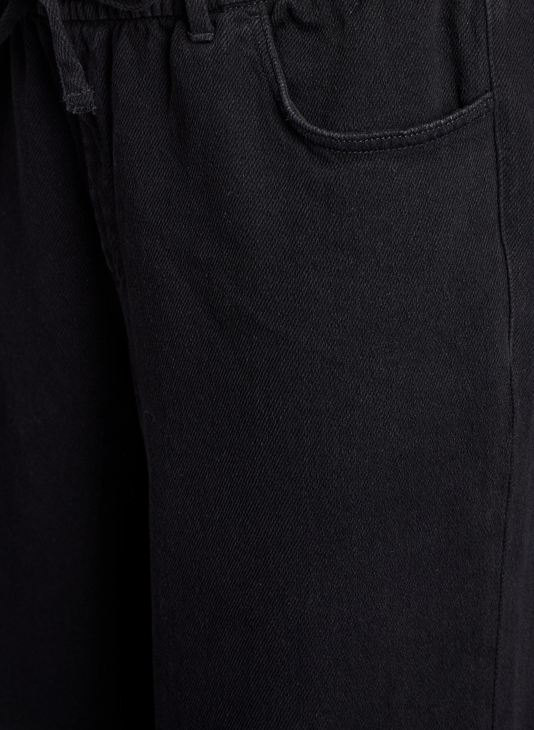 ZizziJeans med l&ouml;s passform, res&aring;r och dragsko, Svart, Packshot image number 2