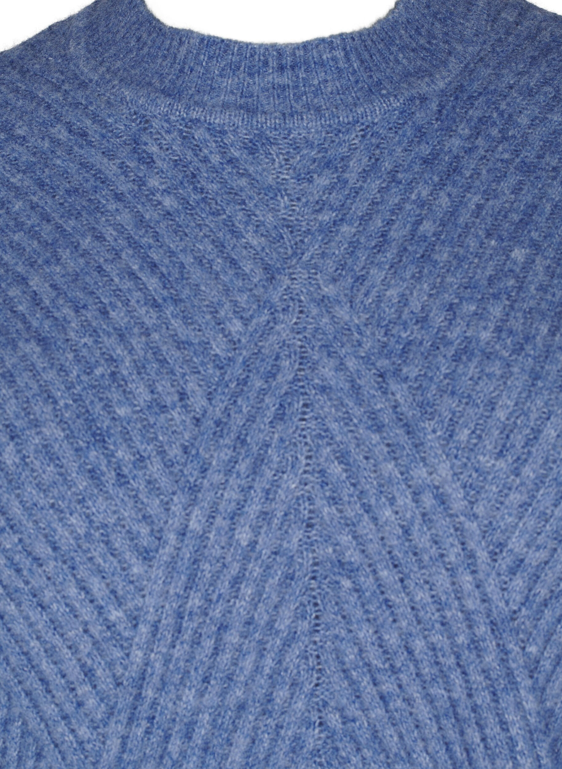 Zizzi Kort, ribbad kl&auml;nning med rund halsringning, Grey Blue Mel., Packshot image number 2