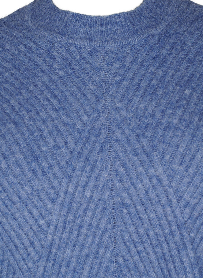 Kort, ribbad klänning med rund halsringning, Grey Blue Mel., Packshot image number 2