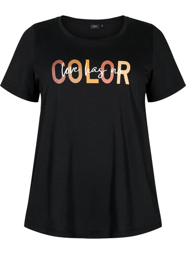 T-shirt i bomull med tryck, Black COLOR, Packshot image number 0