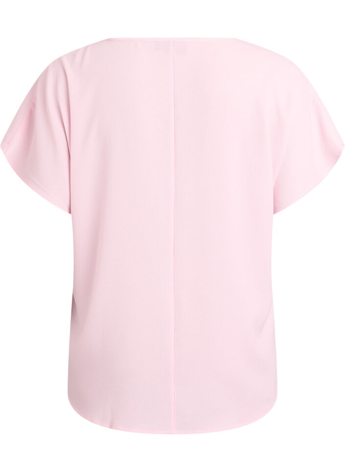 Blus med korta &auml;rmar och rund halsringning, Rosa, Packshot image number 1