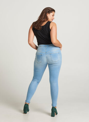Superslim Amy Jeans med hög midja, Light blue denim, Model image number 0