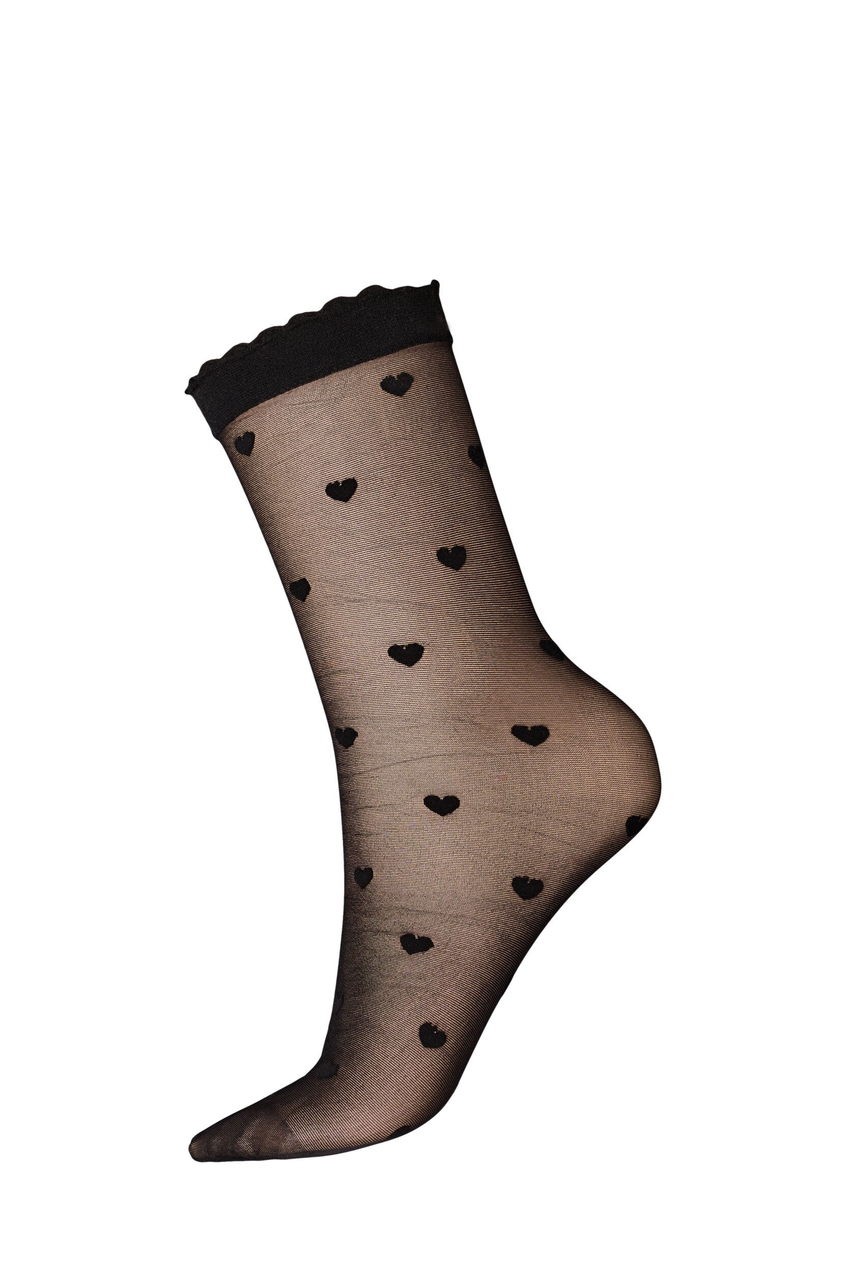 Zizzi 2-pack ankelsockor med hj&auml;rtan, Svart, Packshot image number 0