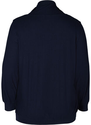 Långärmad blus med hög hals och snöre, Navy Blazer, Packshot image number 1