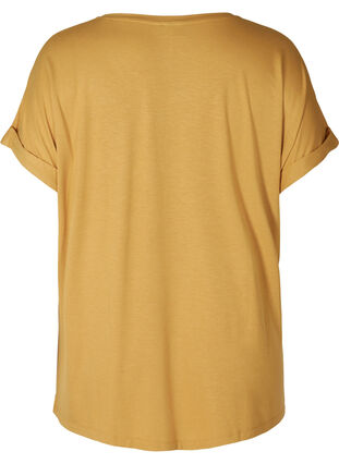 T-shirt i viskosmix med rund hals, Honey Mustard , Packshot image number 1