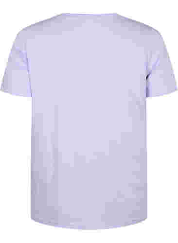 T-shirt i bomull med rund hals och tryck, Lavender FACE, Packshot image number 1
