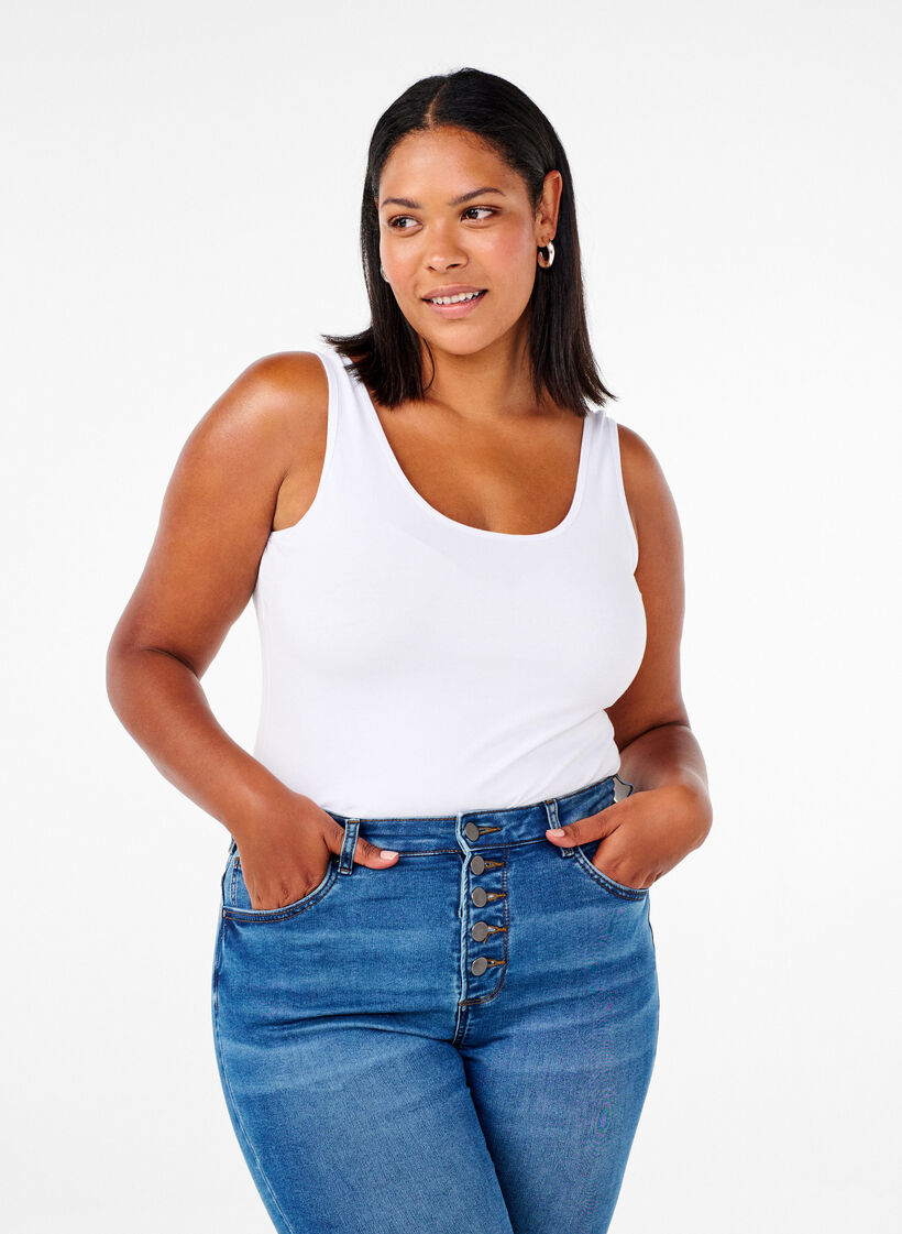 Enf&auml;rgat baslinne i bomull, Vit, Model image number 0