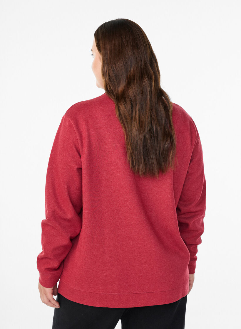 Sweatshirt med rund halsringning, R&ouml;d, Model image number 2