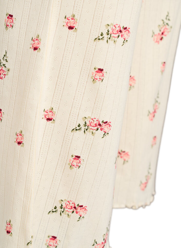 Pyjamasbyxor i ekologisk bomull med strukturerat m&ouml;nster, Vanilla, Packshot image number 2