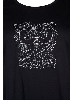 T-shirt med nitar i ekologisk bomull, Black Owl, Packshot image number 2