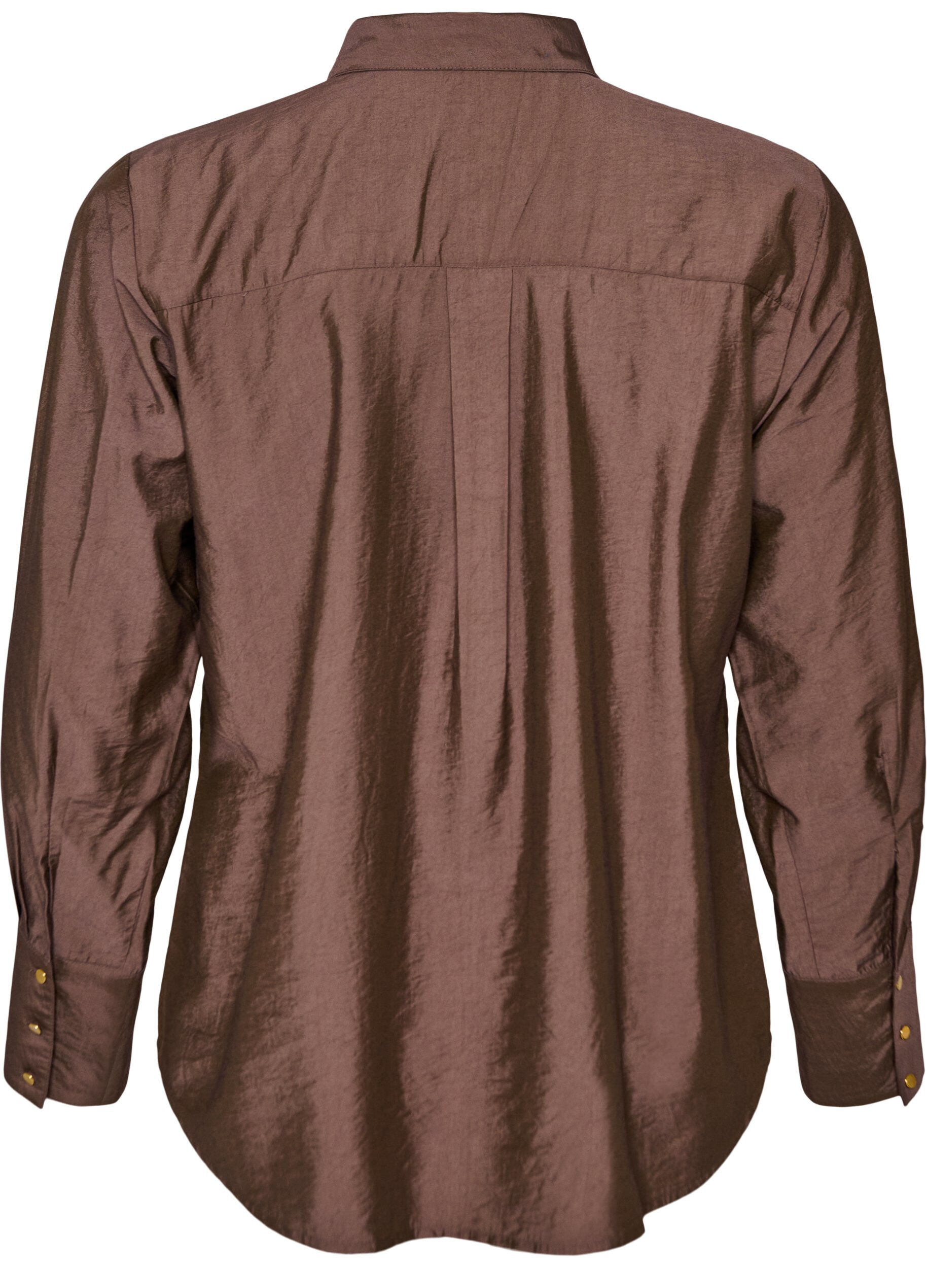 ZizziSkjorta i viskos med guldknappar, Brun, Packshot image number 1