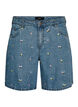 Jeansshorts med broderade blommor, Bl&aring;, Packshot image number 0