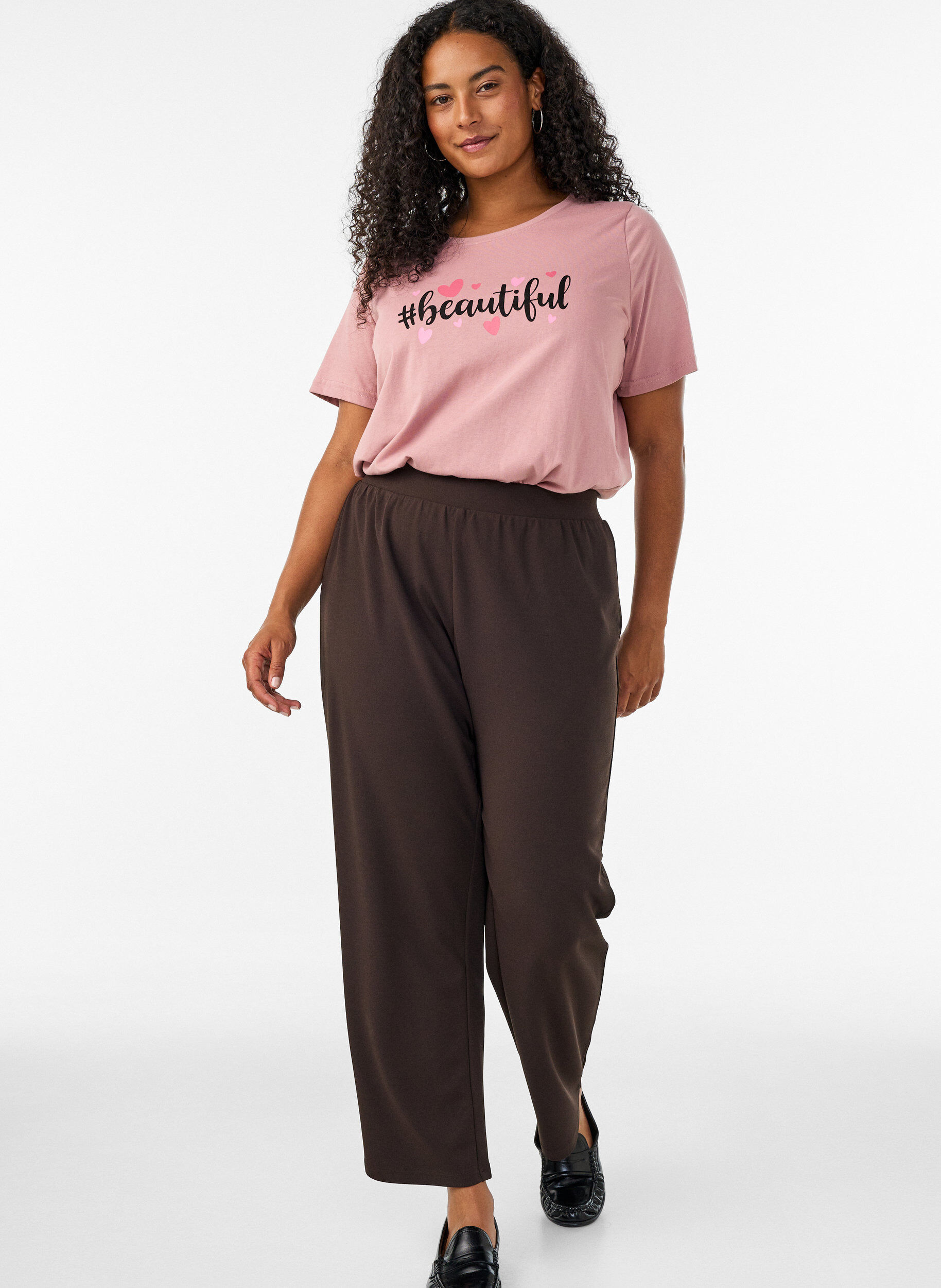 ZizziT-shirt med tryck, Rosa, Model image number 1