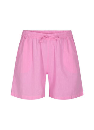 Lösa shorts i bomullsblandning med linne, Begonia Pink, Packshot image number 0