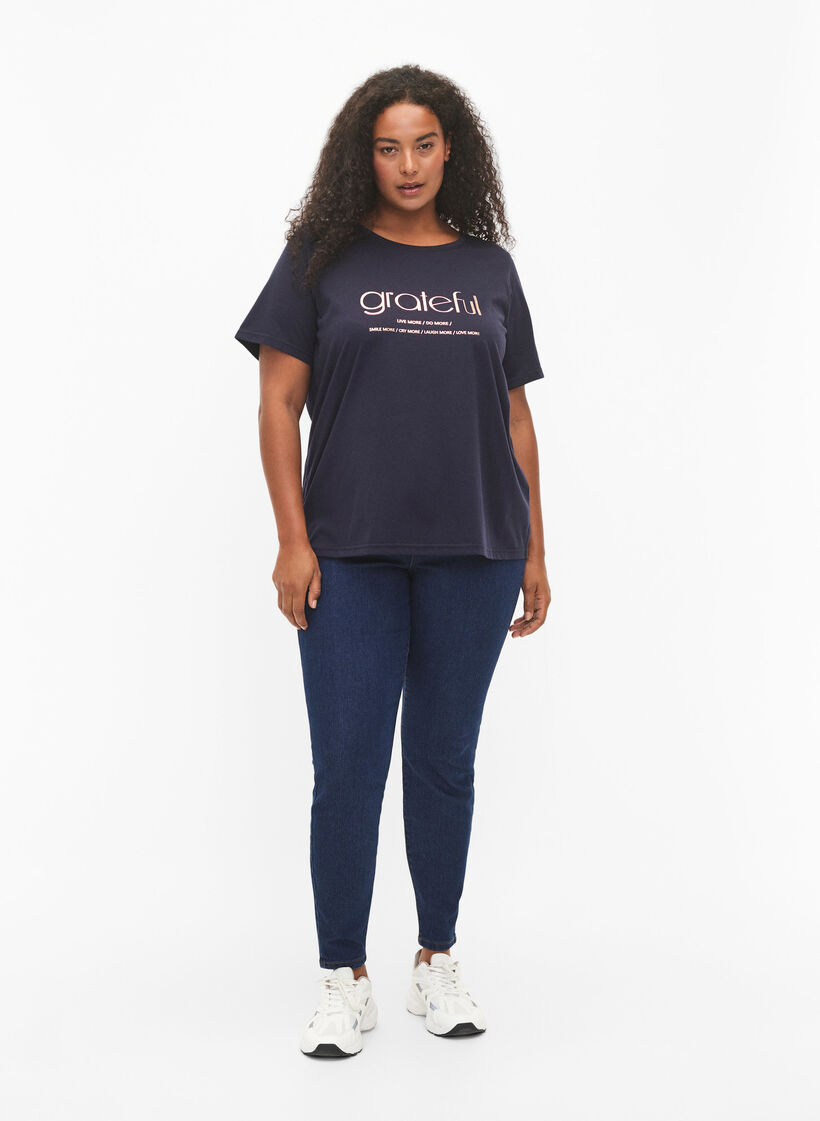 T-shirt från FLASH med tryck, Navy Bl Rose Gold, Model image number 2