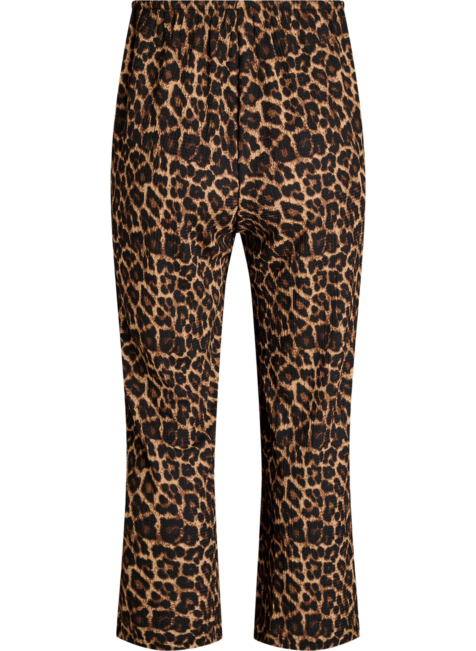 Zizzi Byxor med vida ben i ett l&auml;tt tyg med textur, Svart, Packshot image number 1