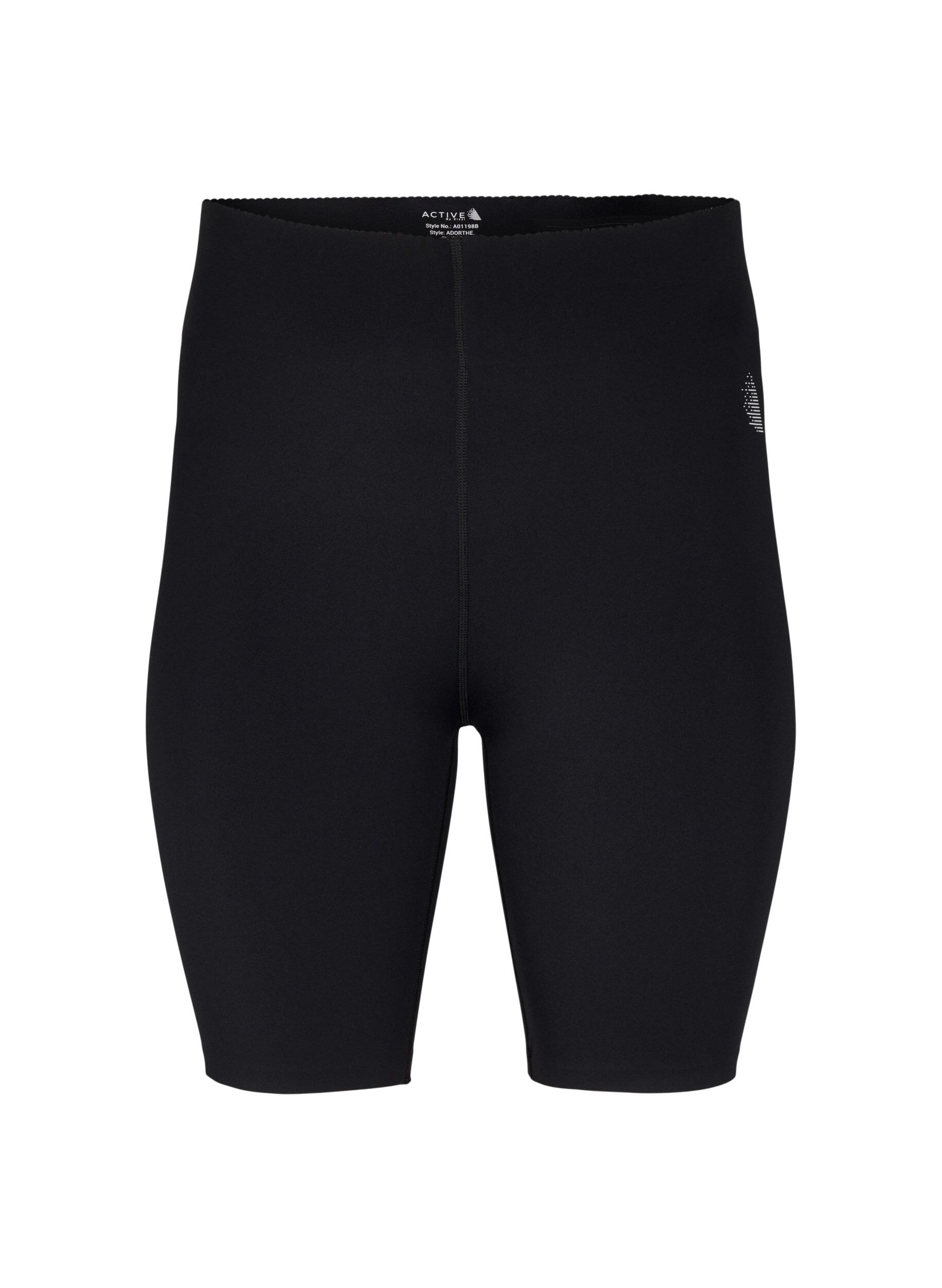 Zizzi Tight &aring;tsittande tr&auml;ningsshorts med ficka, Black, Packshot image number 0