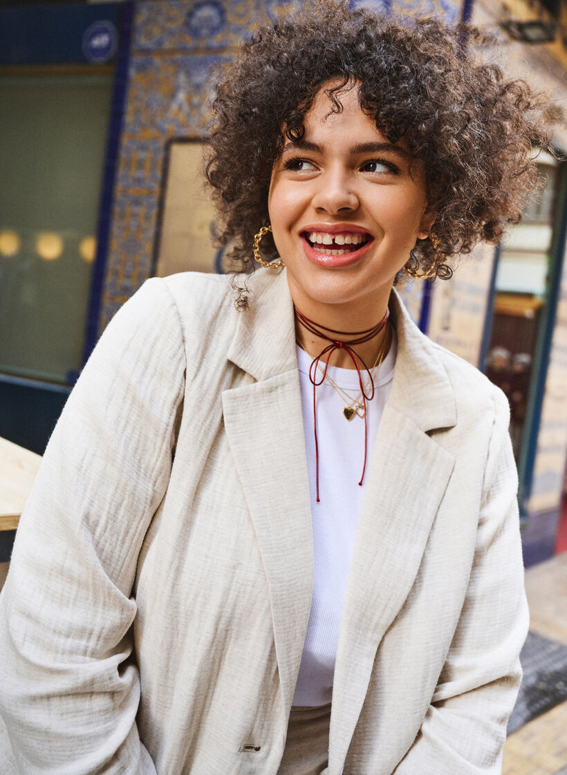 Blazer i en materialblandning med linne, Rainy Day, Image image number 0